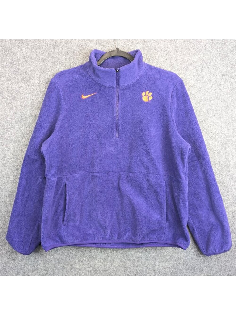 Nike Womens Clemson Tigers 1/4 Zip Fleece L/S Sweatshirt Medium BQ7193 545